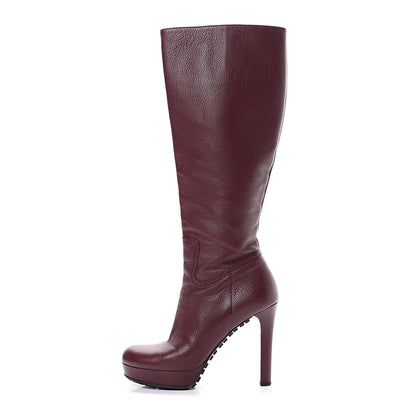 Gucci Calfskin Anouk Knee High Boots 37.5 Burgundy 1 of 11