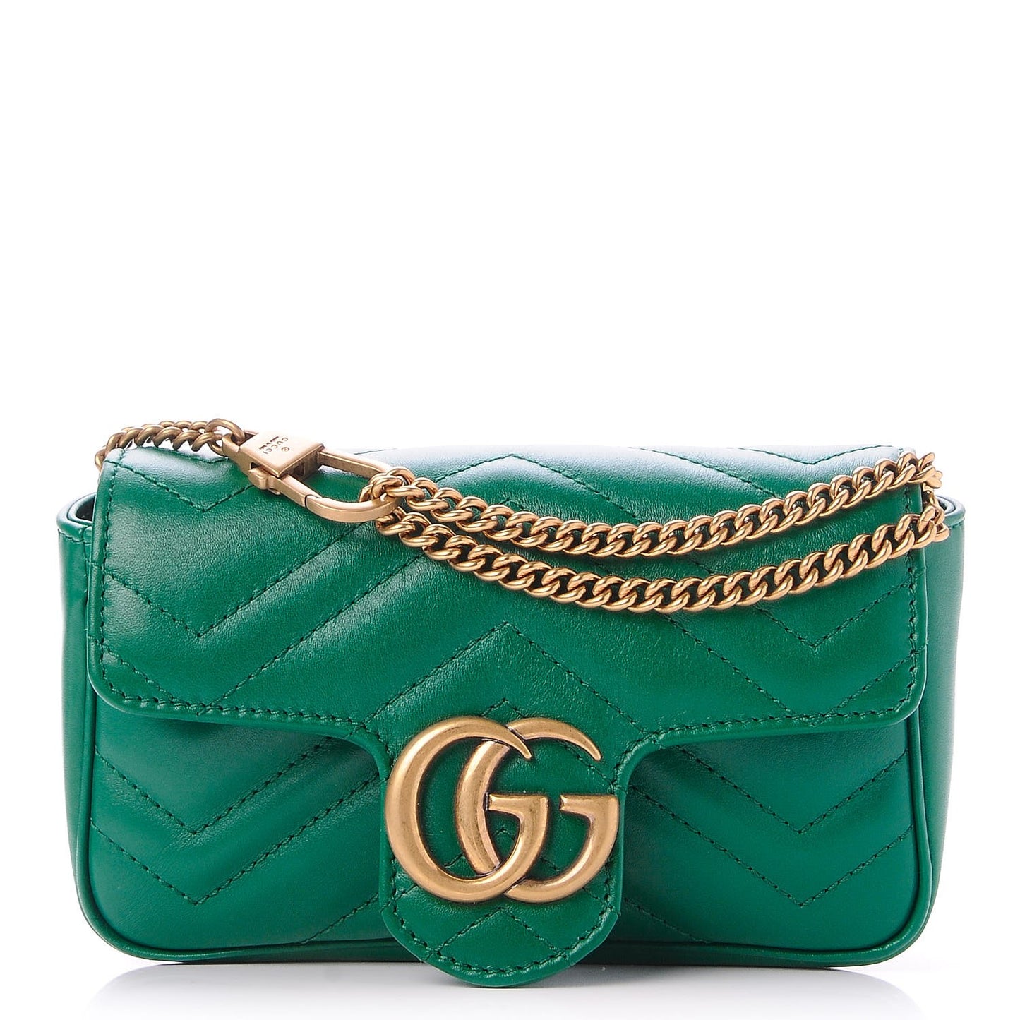 Calfskin Matelasse Super Mini GG Marmont Shoulder Bag Emerald Green