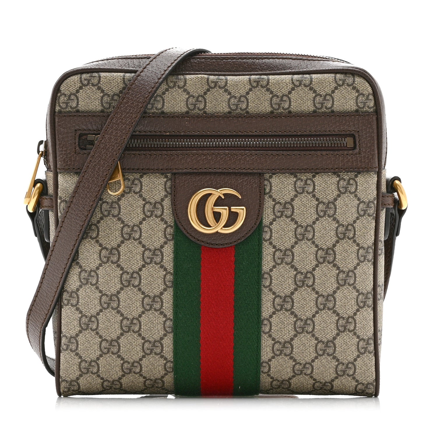 GG Supreme Monogram Web Small Ophidia Messenger Bag Brown