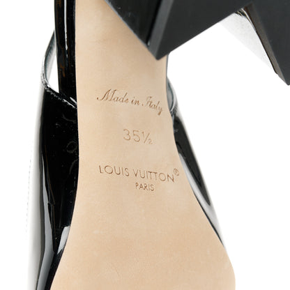 Louis Vuitton Patent Calfskin Shake Slingback Pumps 35.5 Black 6 of 8
