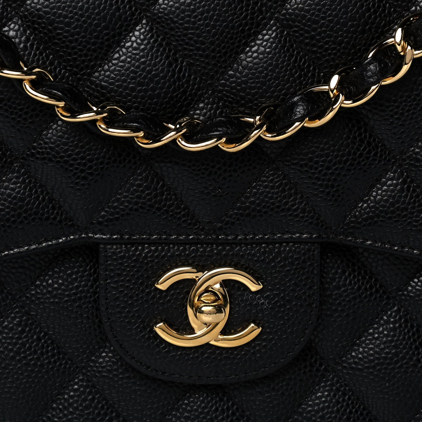 Caviar Quilted Jumbo Double Flap Black