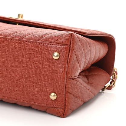 Chanel Caviar Lizard Chevron Quilted Small Coco Handle Flap Dark Orange 10 of 11