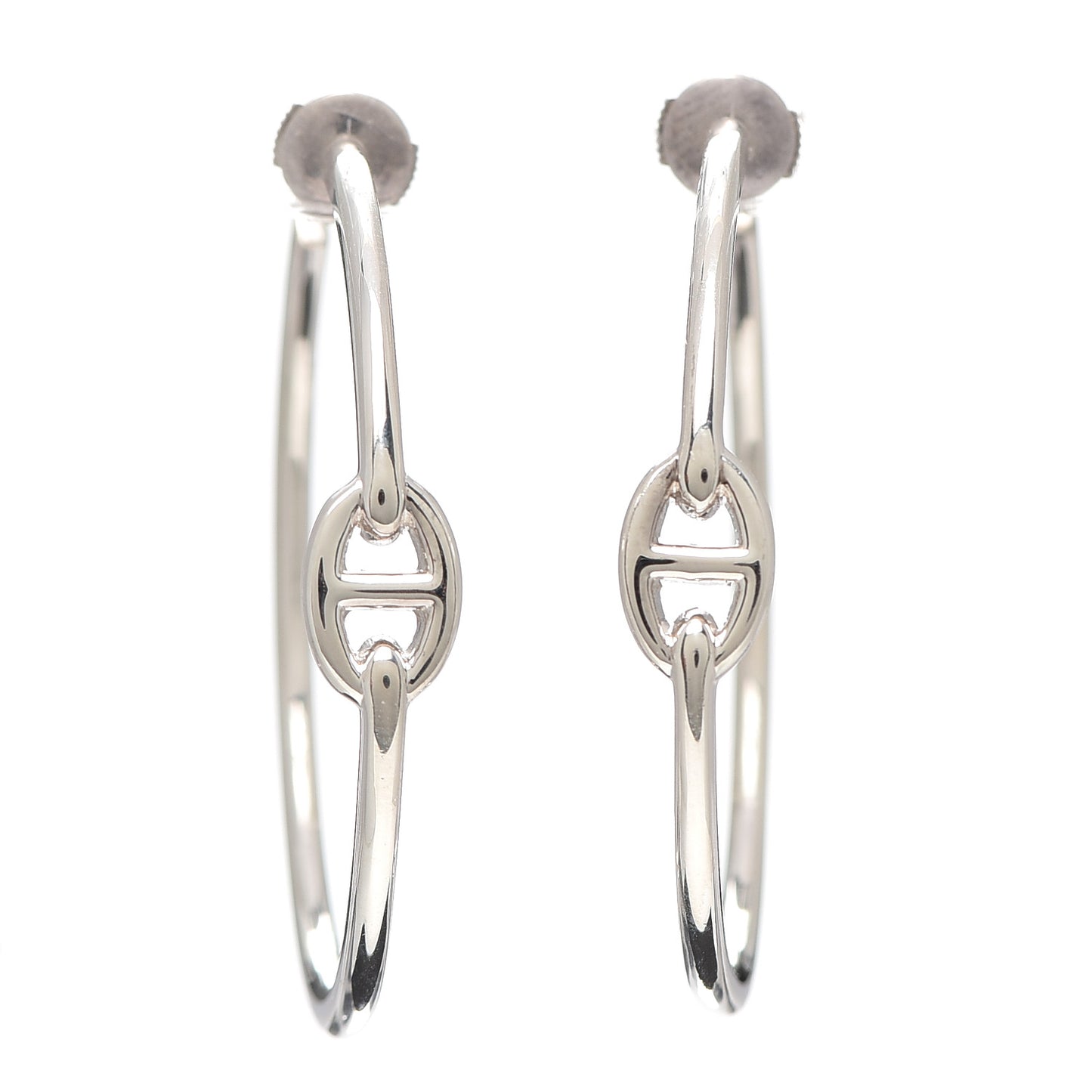 Sterling Silver GM Chain d'Ancre Enchainee Hoop Earrings
