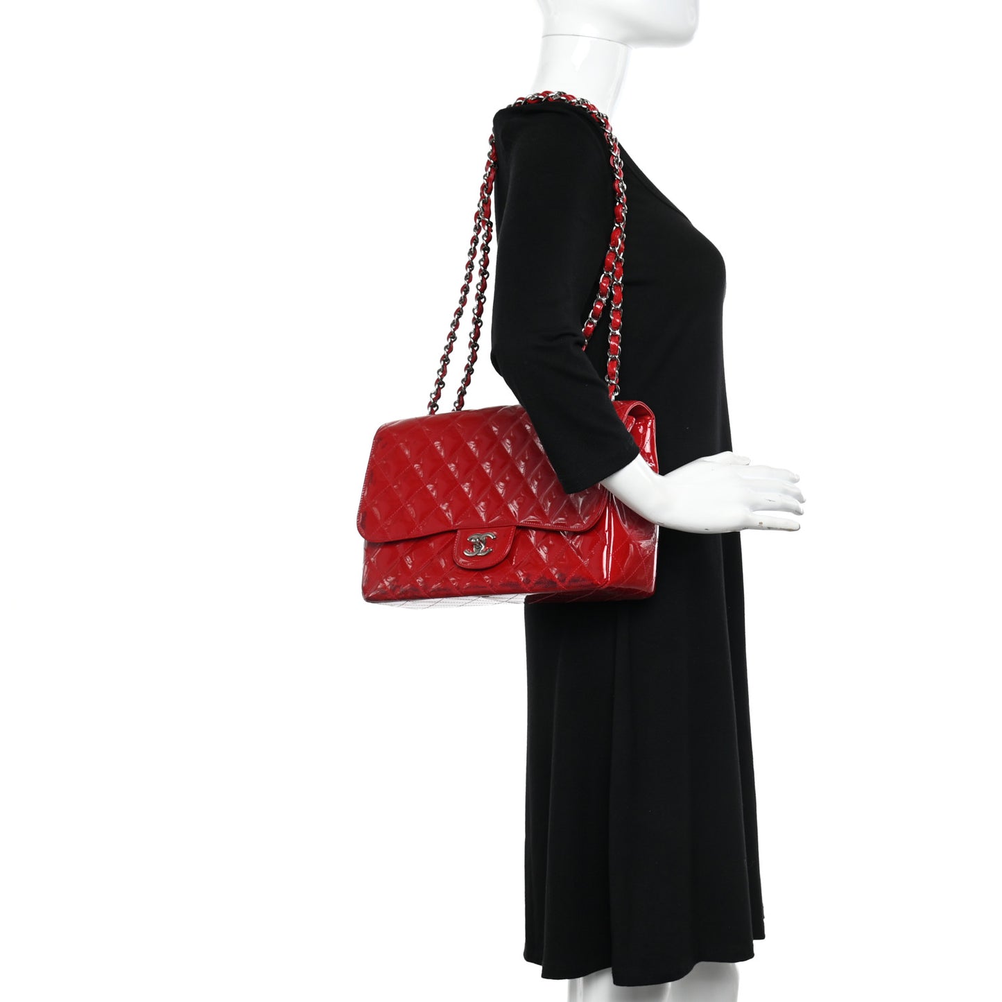 Patent Quilted Jumbo Single Flap Red