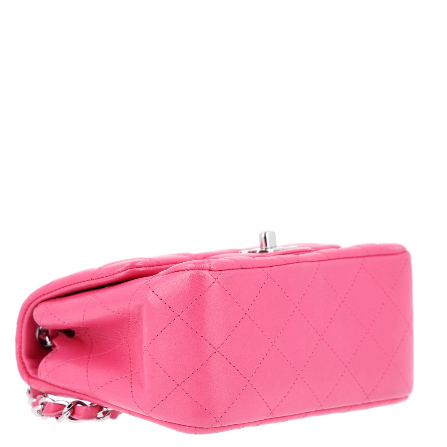 Lambskin Quilted Mini Square Flap Dark Pink