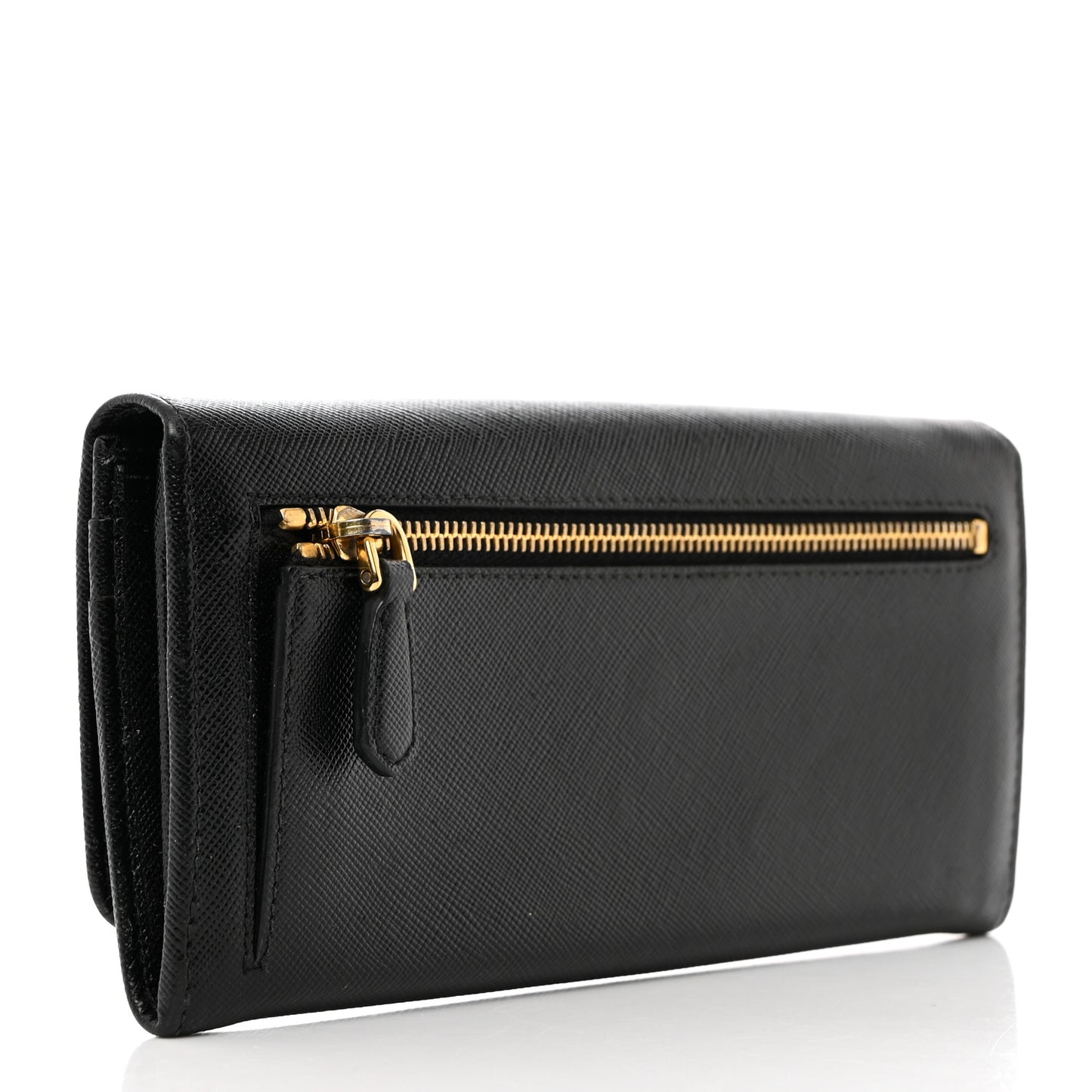 Saffiano Metal Continental Flap Wallet Black
