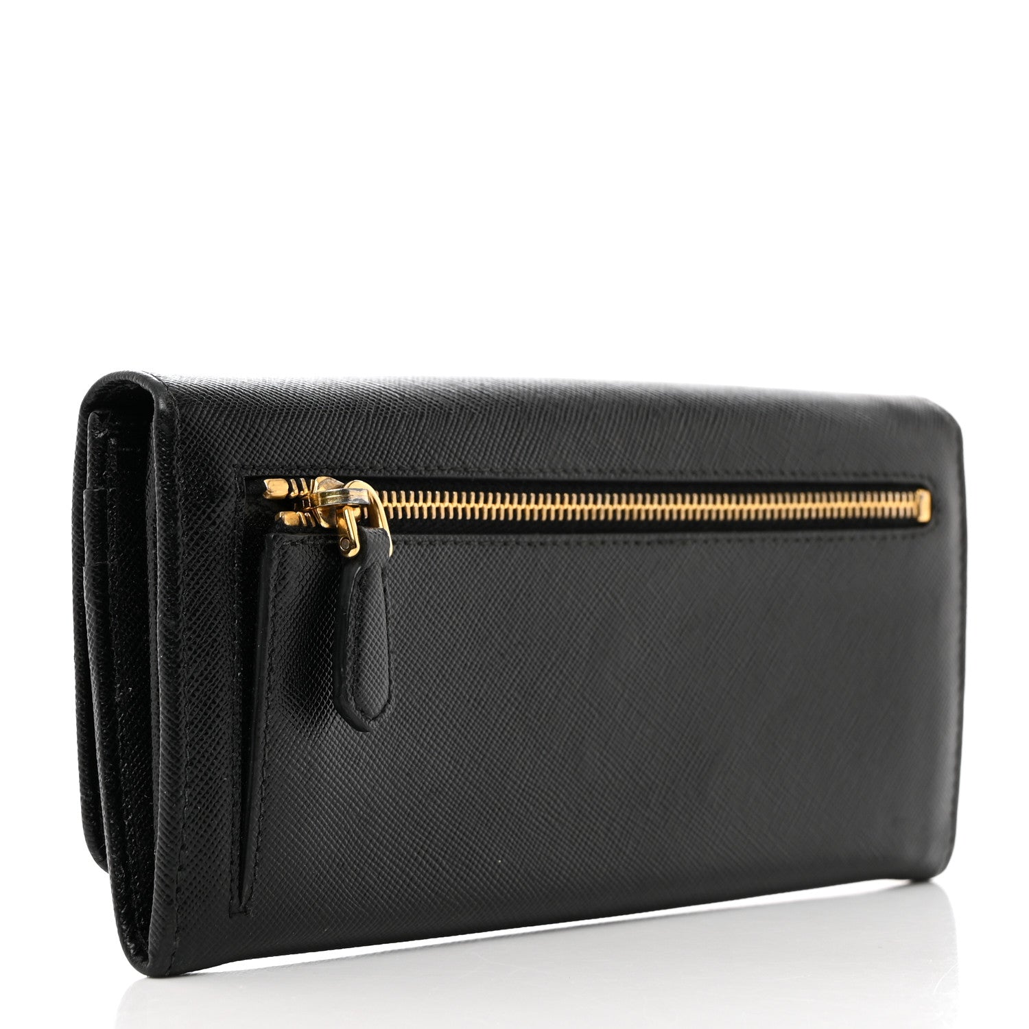 Prada Saffiano Metal Continental Flap Wallet Black 3 of 7