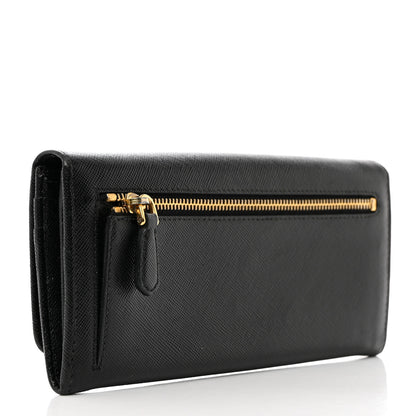 Prada Saffiano Metal Continental Flap Wallet Black 3 of 7