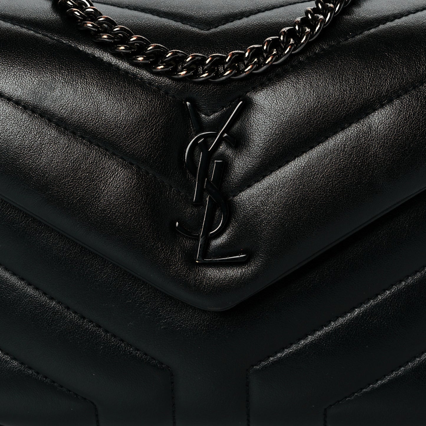 Calfskin Y Quilted Monogram Toy Loulou Crossbody Bag Black