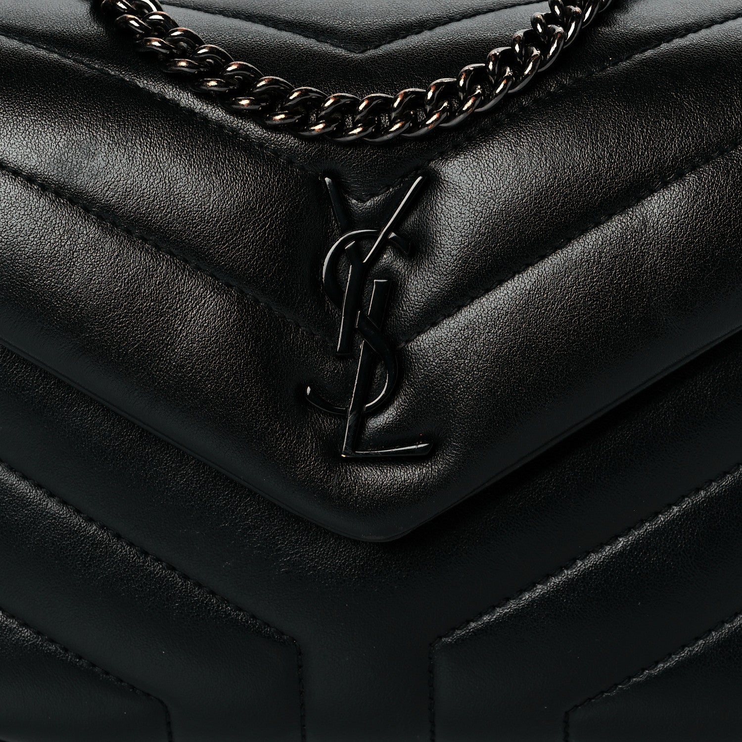 Saint Laurent Calfskin Y Quilted Monogram Toy Loulou Crossbody Bag Black 8 of 12