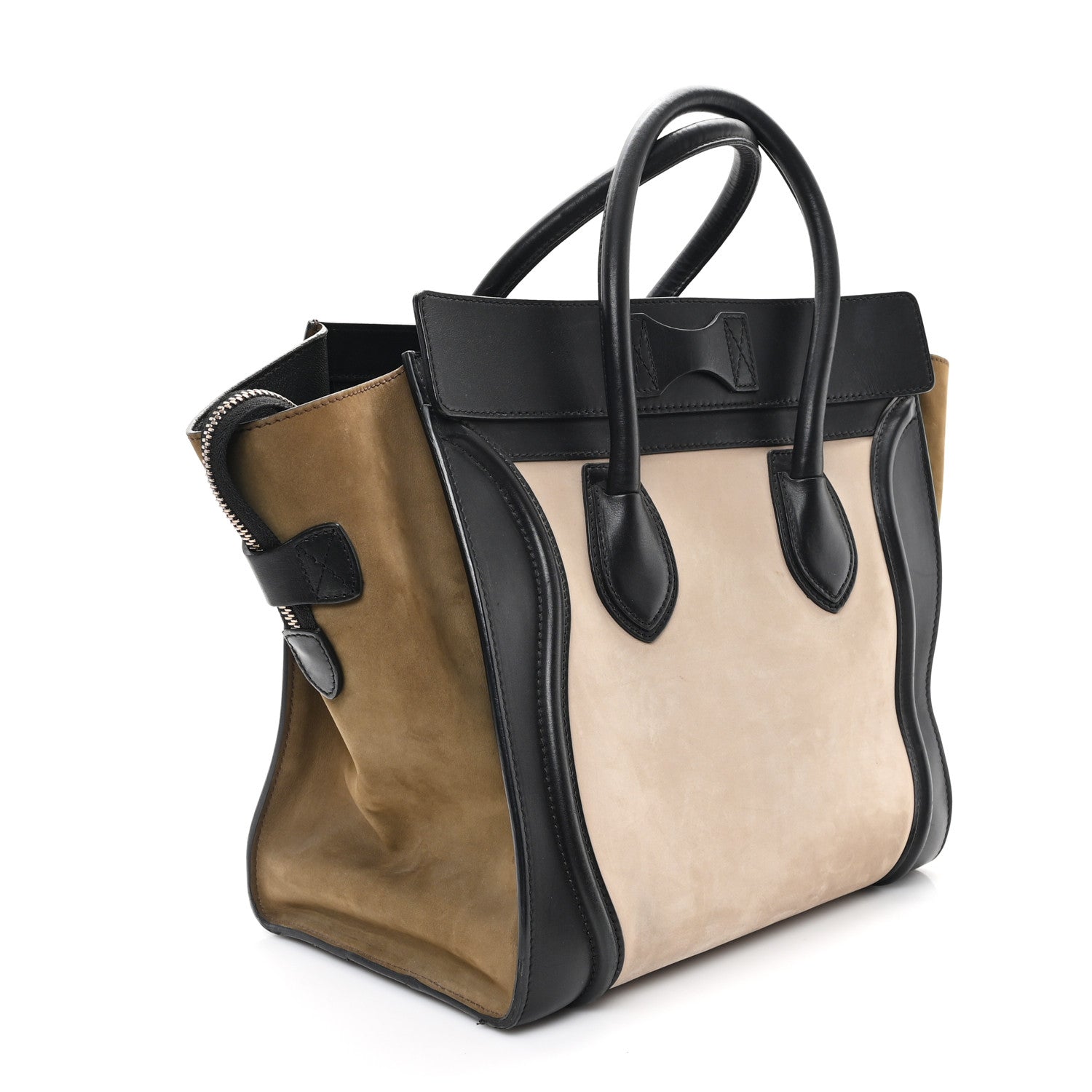Celine Satin Calfskin Suede Mini Tri-Color Luggage Seashell 3 of 13