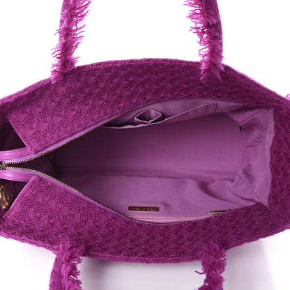 Chanel Wool Tweed Large Zipped Shopping Tote Magenta 5 of 10