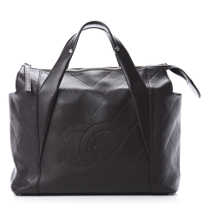 Chanel Calfskin CC Chevron All Day Long Tote Brown 1 of 13