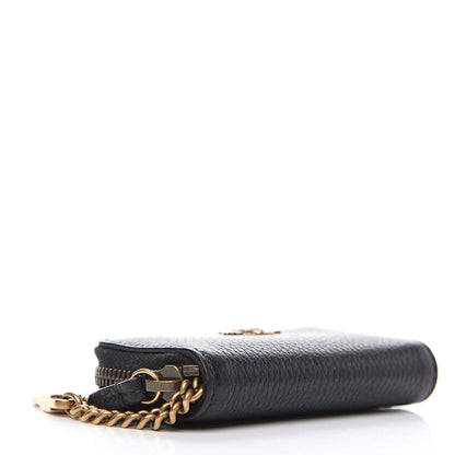 Gucci Pebbled Calfskin Blind For Love Animalier Zip Around Key Case Black 3 of 6