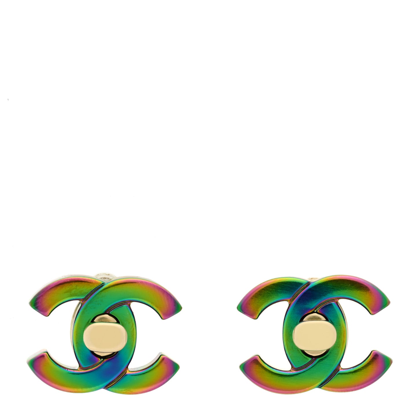 Metal CC Turnlock Interchangeable Earrings Gold