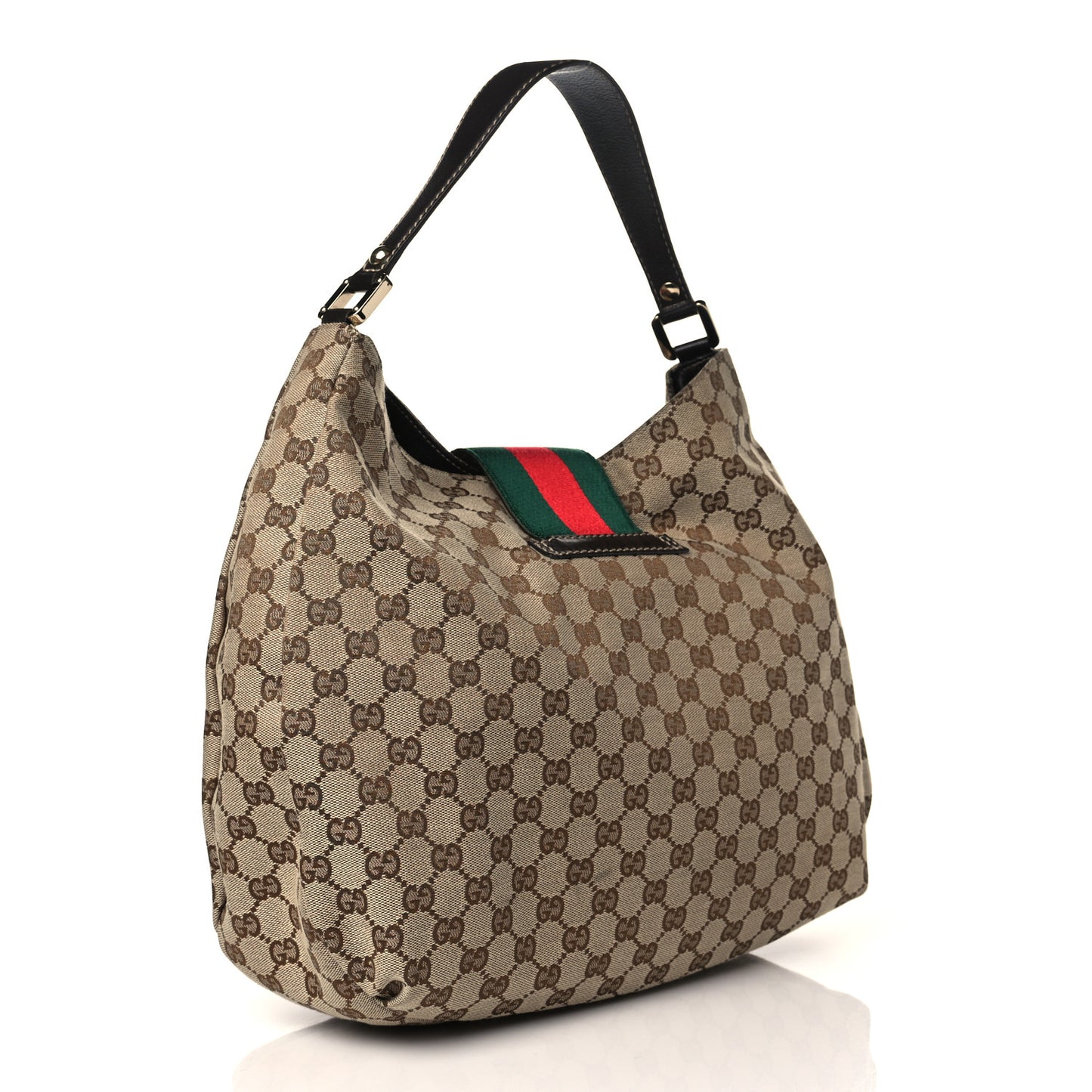 Monogram Large New Ladies Web Hobo Dark Brown