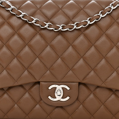 Chanel Caviar Quilted Maxi Double Flap Light Brown 8 of 12