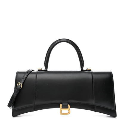 Balenciaga Shiny Box Calfskin Hourglass Stretch Top Handle Bag Black 1 of 11
