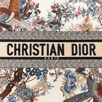 Christian Dior Canvas Embroidered Large Jardin D'Hiver Book Tote Latte Multicolor 8 of 10
