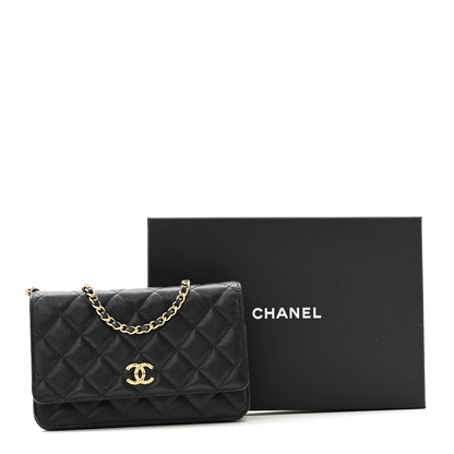 Chanel Caviar Quilted Textured CC Wallet On Chain WOC Black 14 of 14
