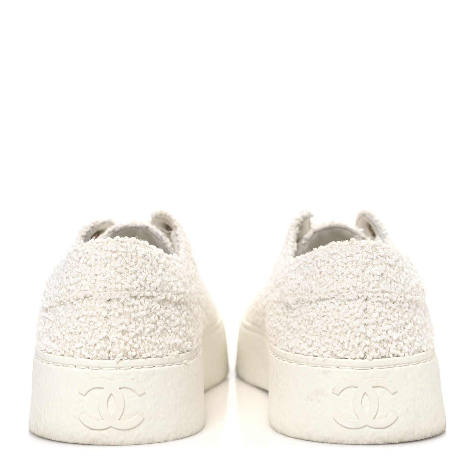 Chanel Tweed Womens CC Platform Sneakers 39.5 White 6 of 11