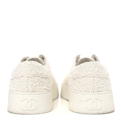 Chanel Tweed Womens CC Platform Sneakers 39.5 White 6 of 11