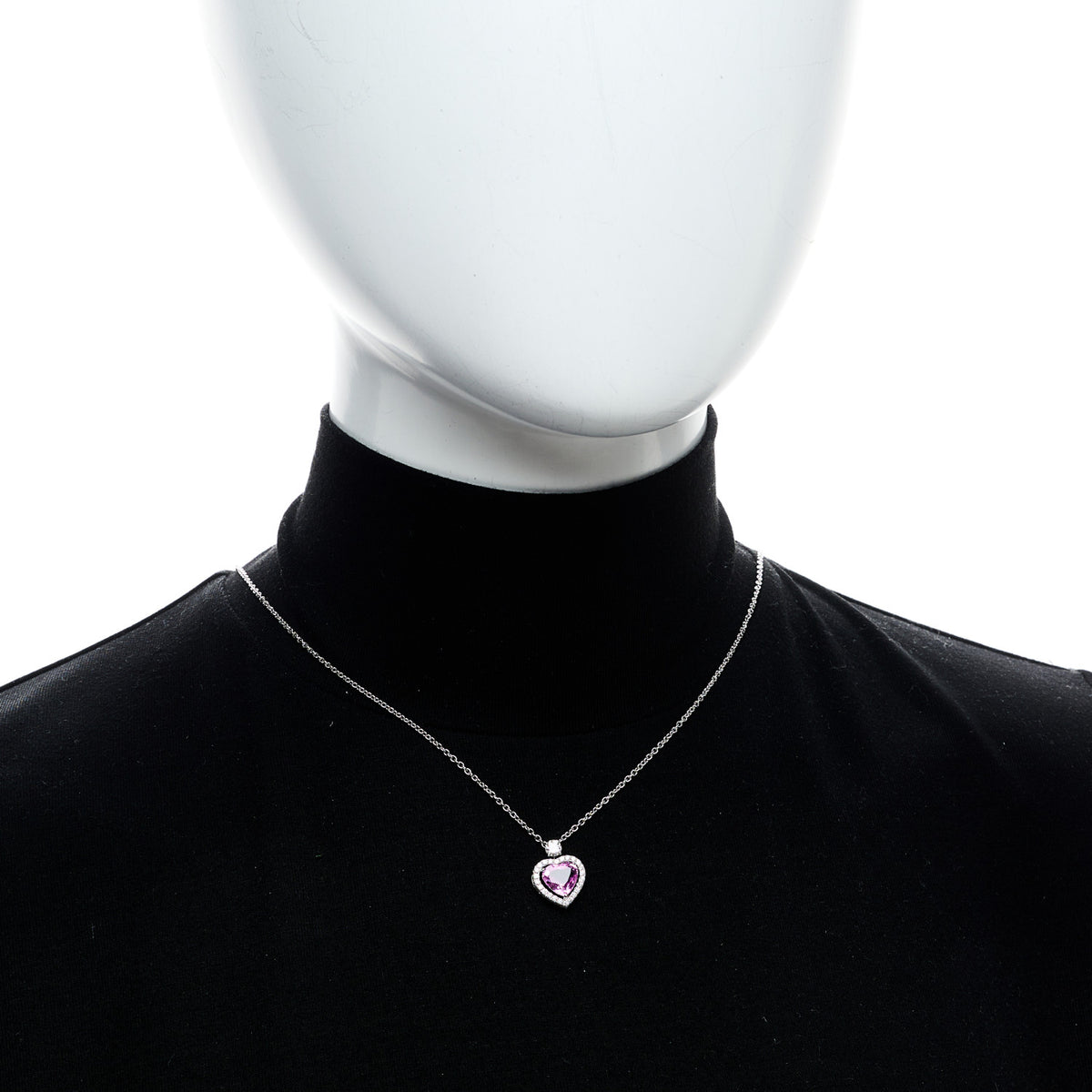 Graff 18K White Gold Diamond Pink Sapphire Constellation Heart Pendant Necklace 2 of 6