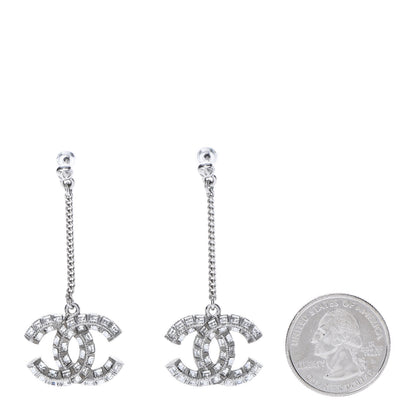 Chanel Baguette Crystal CC Drop Earrings Silver 2 of 4
