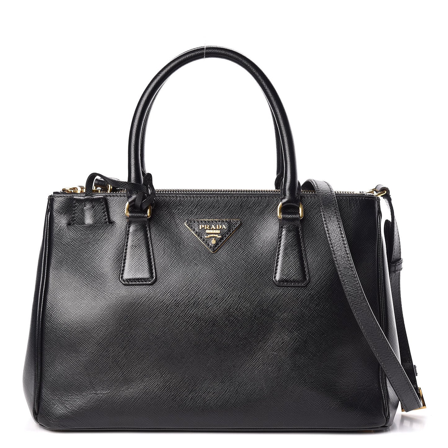 Saffiano Small Galleria Double Zip Tote Black