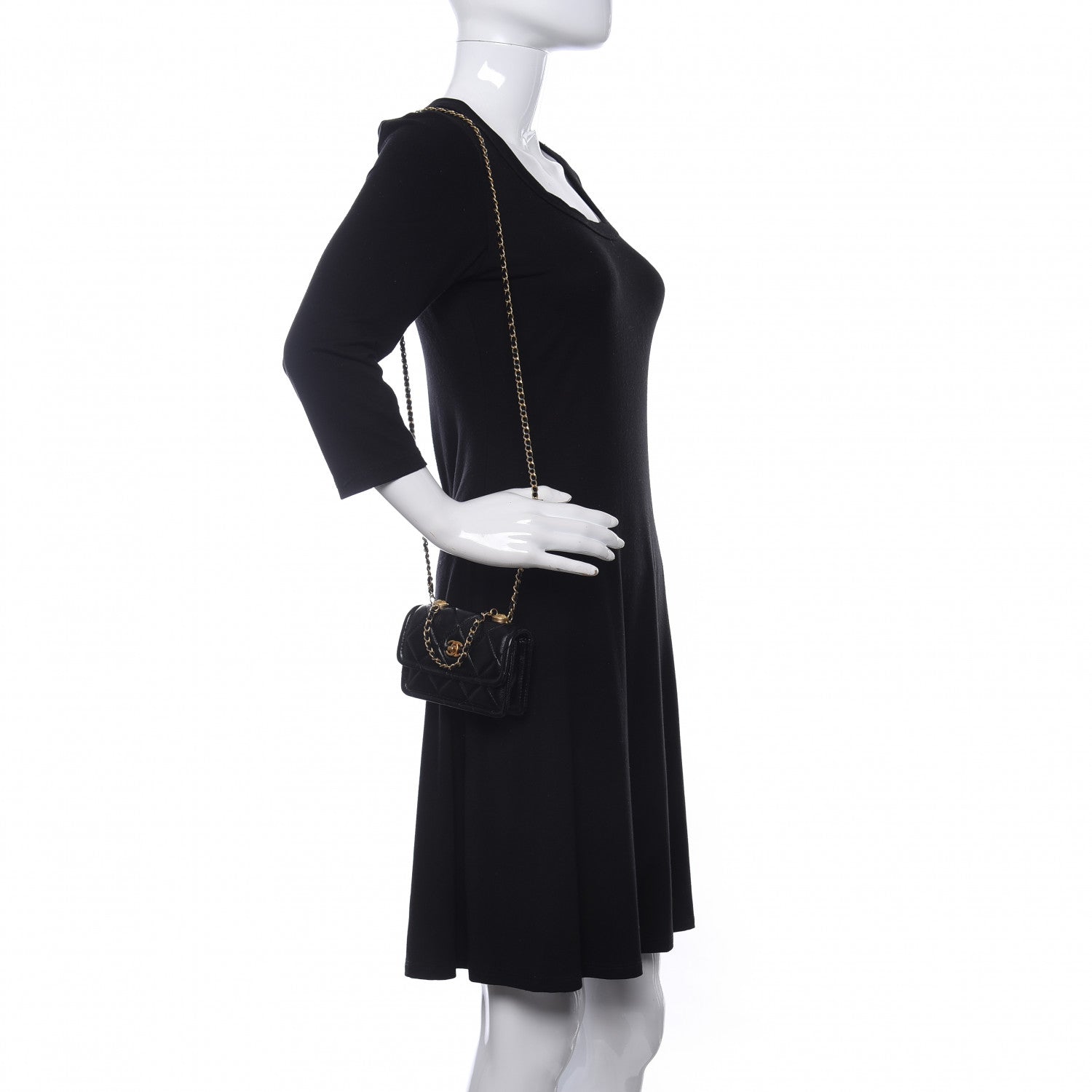 Chanel Shiny Lambskin Quilted Extra Mini Flap Black 2 of 9