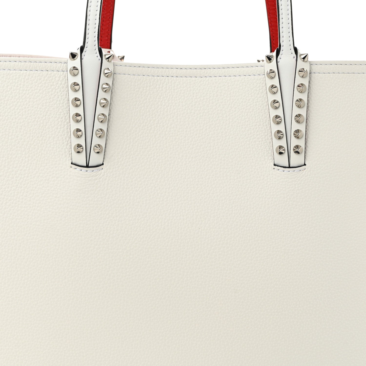 Christian Louboutin Calfskin Spikes Large East West Cabata Tote Snow 9 of 12