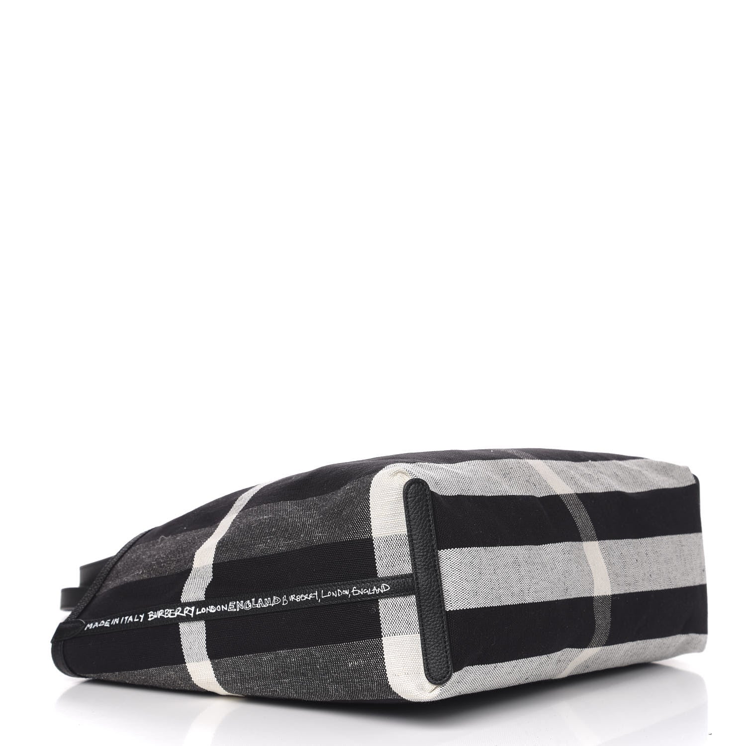 Burberry Coated Canvas Mega Check Medium Doodle Tote Black White 7 of 15