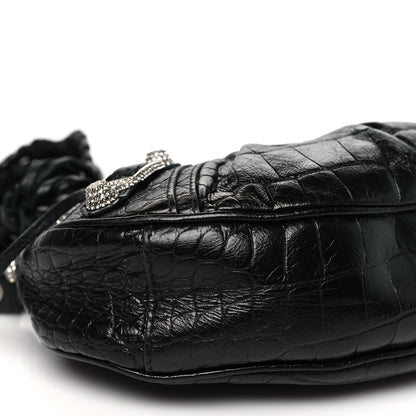 Balenciaga Extra Supple Calfskin Crystal Crocodile Embossed Le Cagole Shoulder Bag XS Black 9 of 12