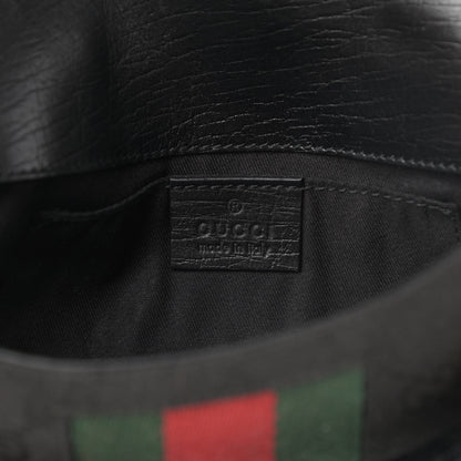 Gucci Monogram Web Horsebit Chain Clutch Black 6 of 12