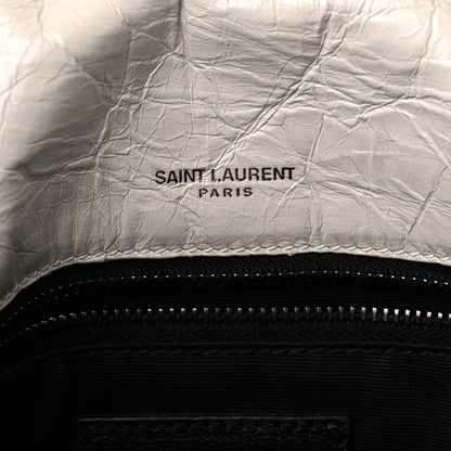 Saint Laurent Crinkled Calfskin Matelasse Monogram Medium Niki Chain Satchel Blanc Vintage 7 of 12