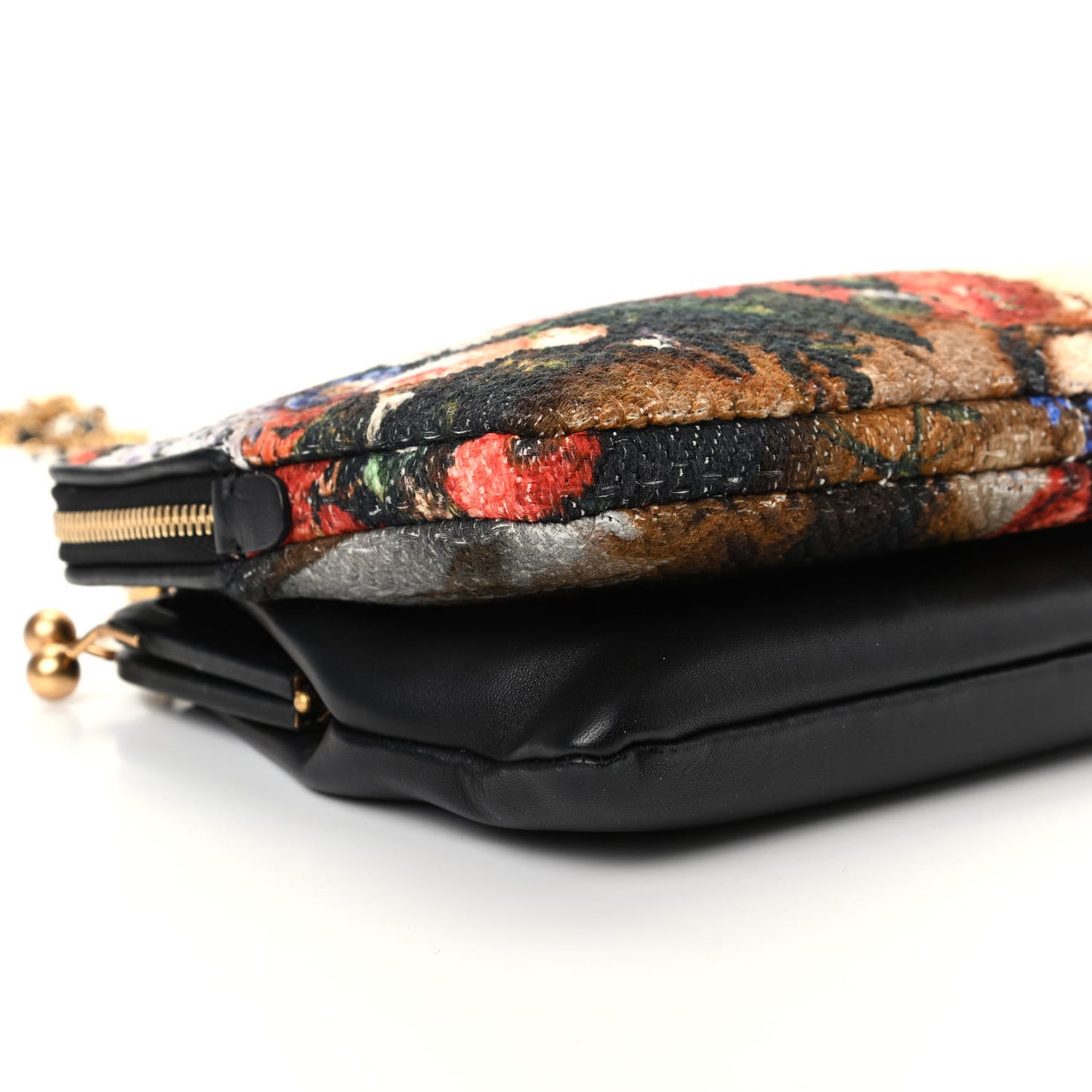 Calfskin Printed Clutch Black Multicolor