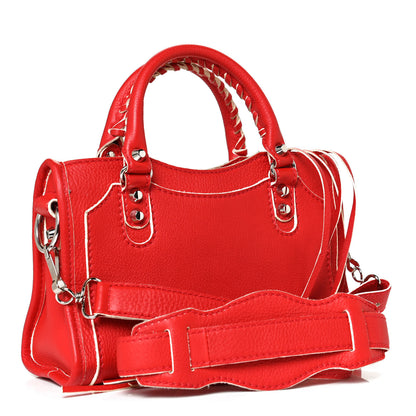 Balenciaga Supple Grained Calfskin Classic Silver Hardware Highlight Mini City Rouge Fraise 3 of 12