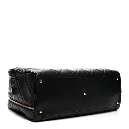 Chanel Shiny Grained Calfskin Quilted Travel Bowling Bag Black 3 of 10