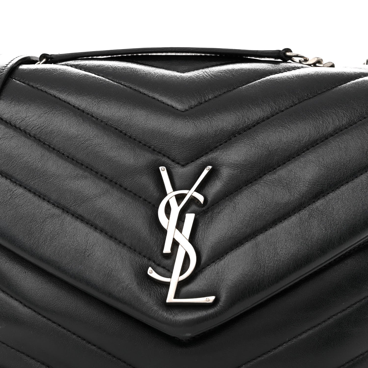 Saint Laurent Calfskin Y Quilted Monogram Medium Loulou Chain Satchel Black 9 of 22