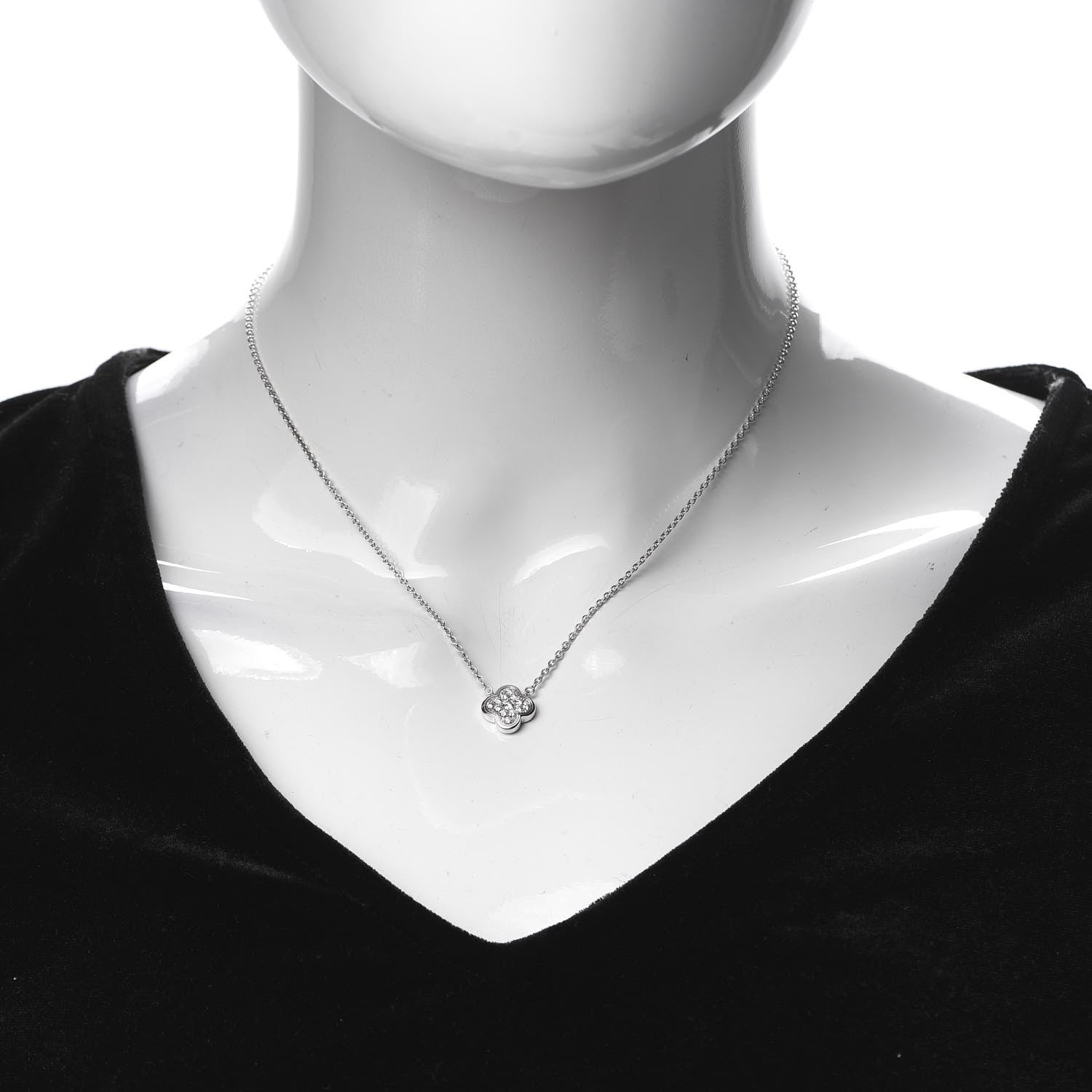Van Cleef & Arpels 18K White Gold Diamond Pure Alhambra Pendant Necklace 2 of 8