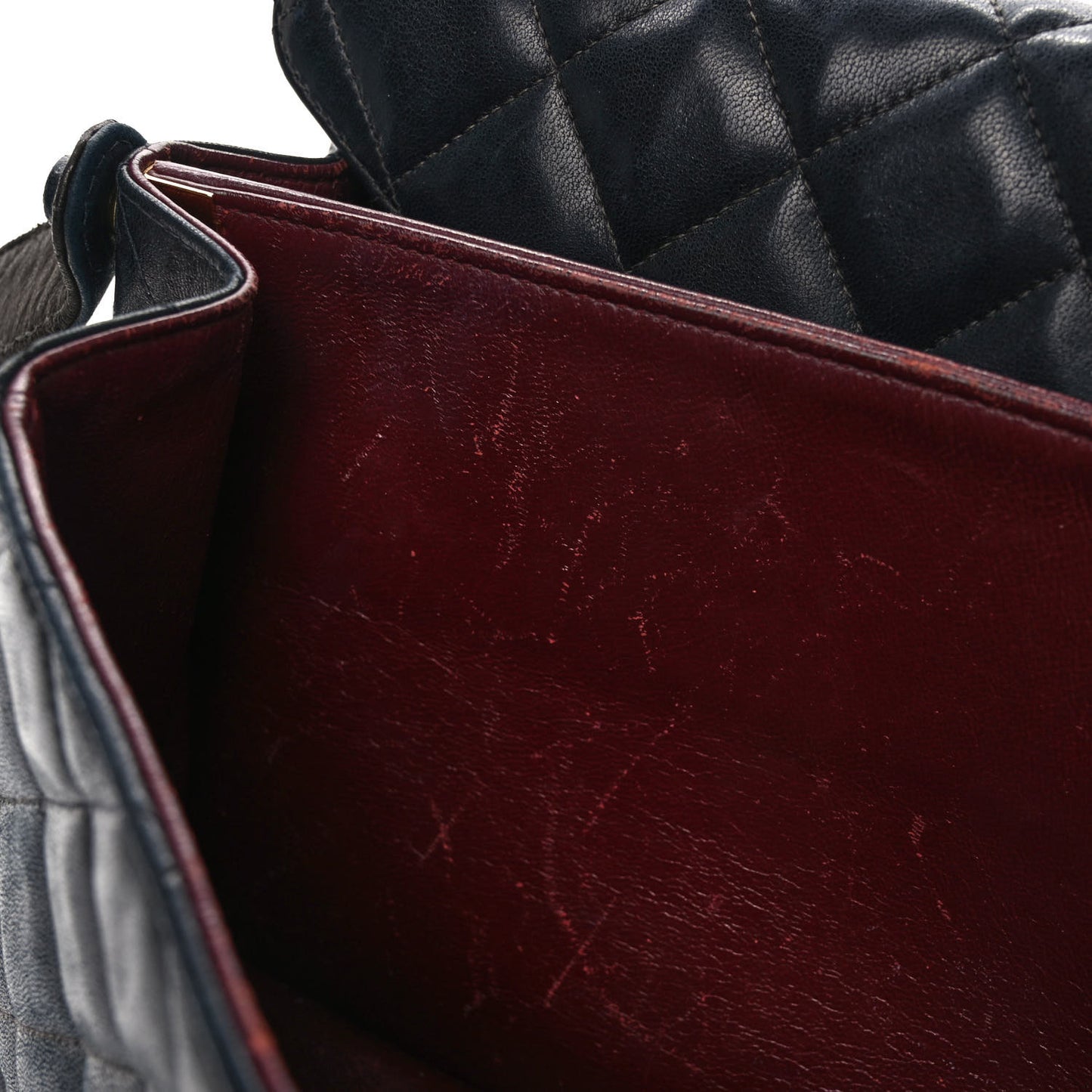 Lambskin Quilted CC Flap Shoulder Bag Navy