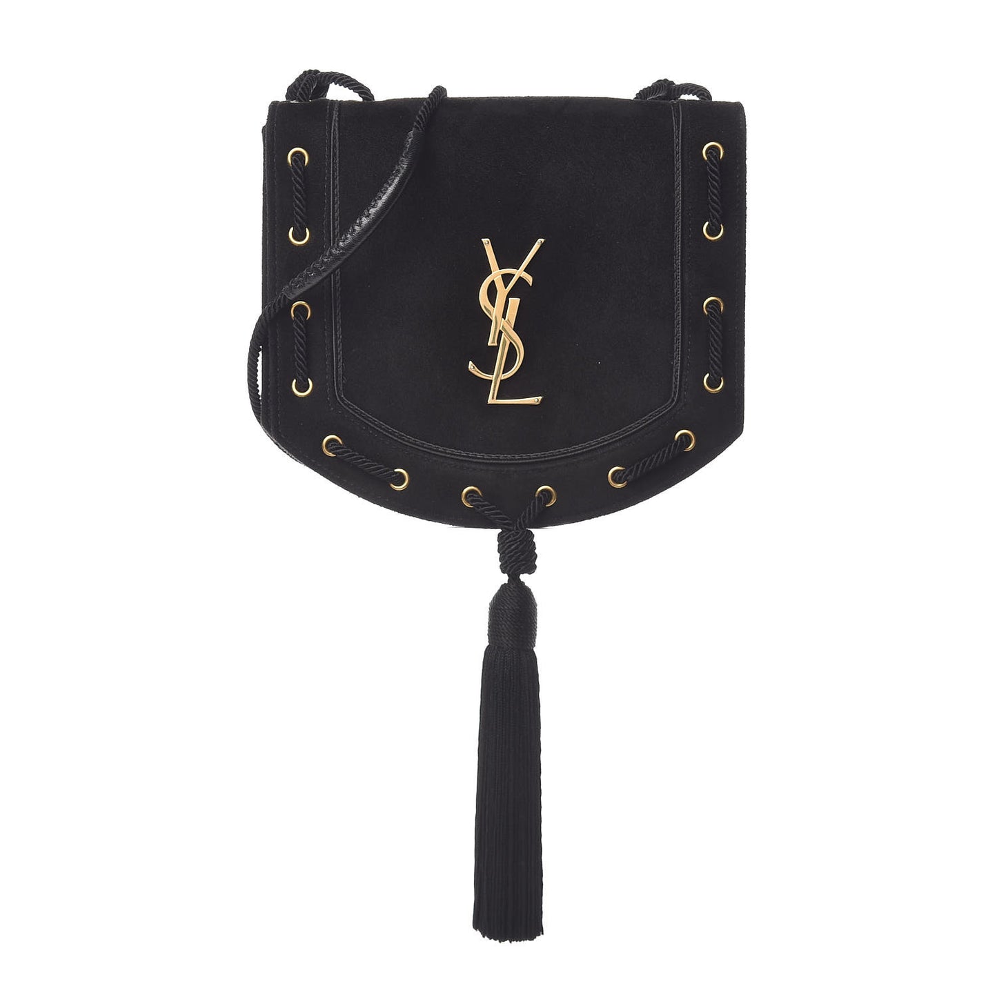 Suede Medium Monogram Fetish Satchel Black