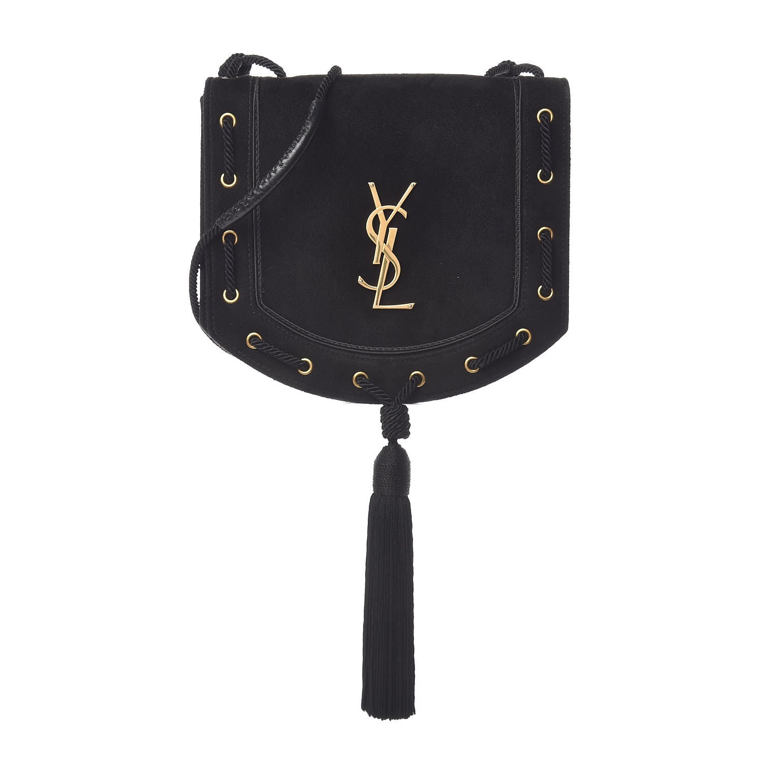 Saint Laurent Suede Medium Monogram Fetish Satchel Black 1 of 11