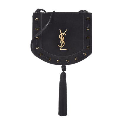 Saint Laurent Suede Medium Monogram Fetish Satchel Black 1 of 11