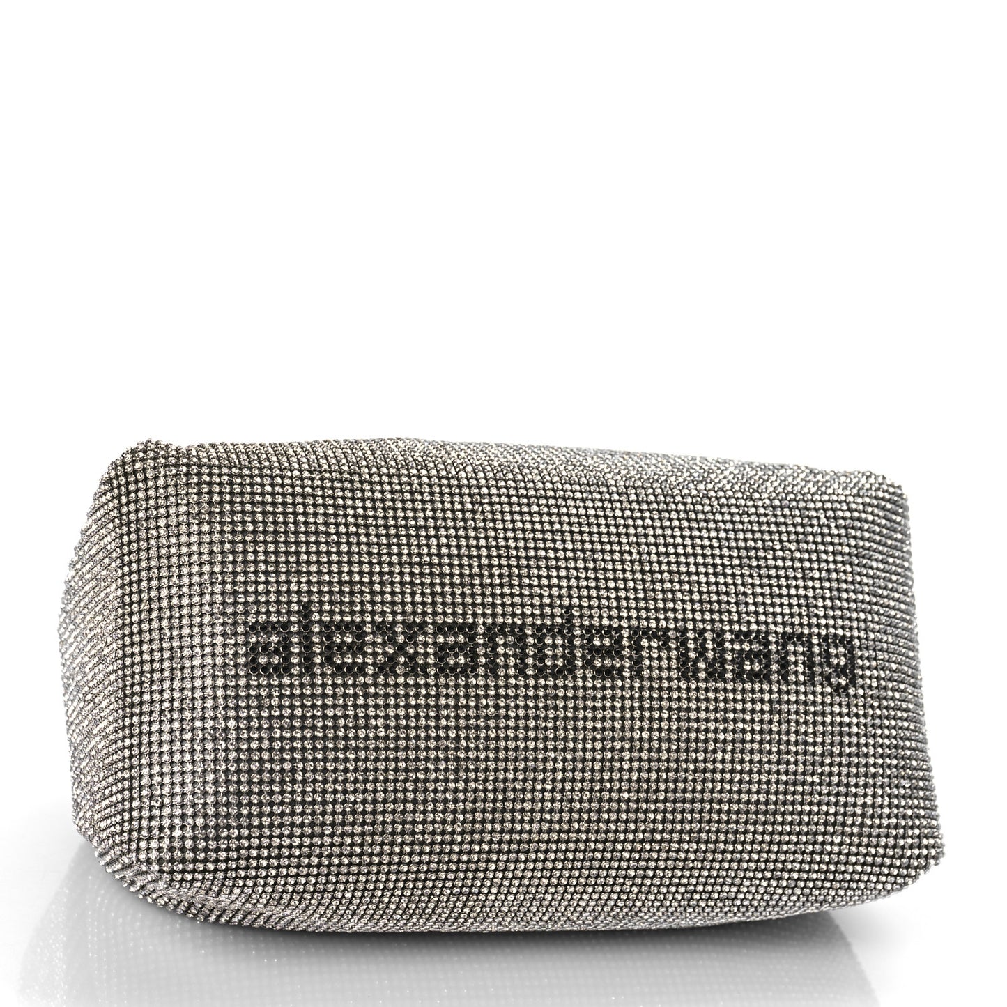 Mesh Crystal Rhinestone Mini Scrunchie Clutch Black Silver