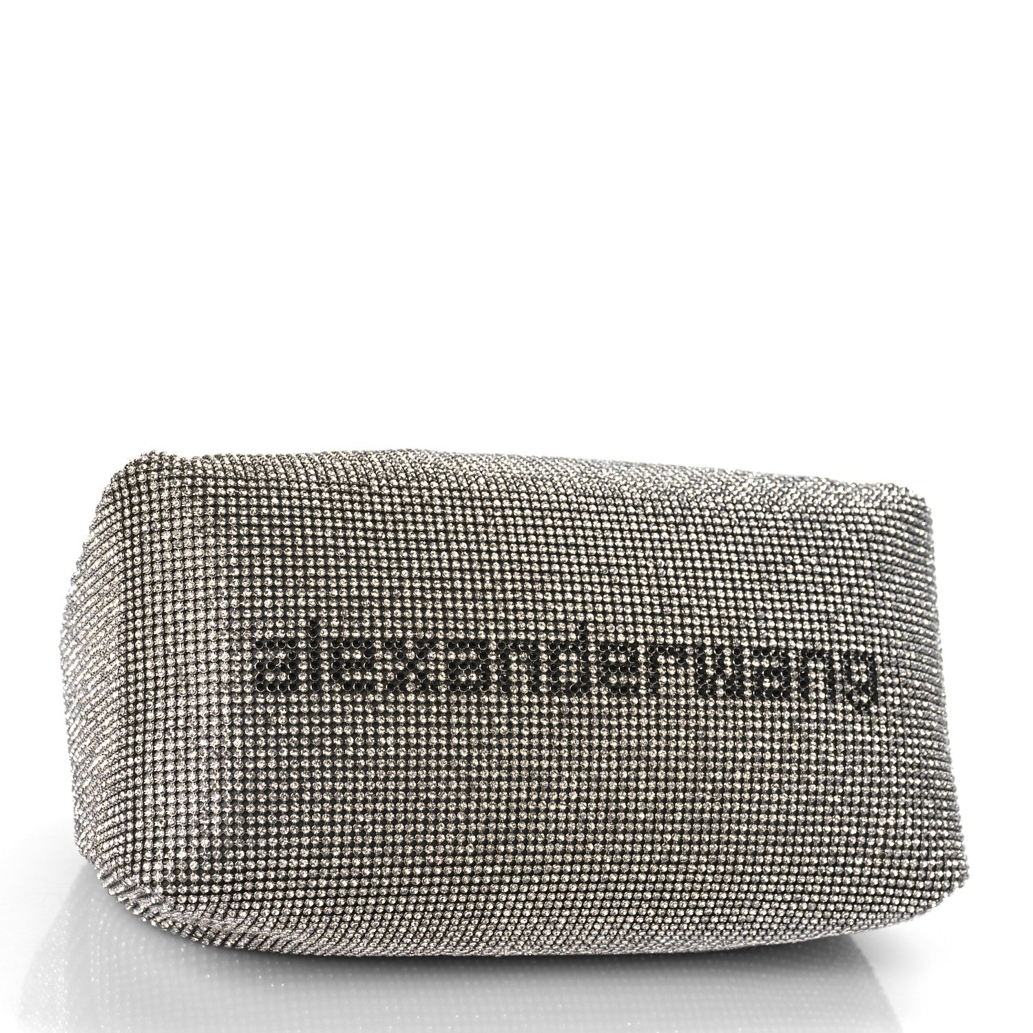 Alexander Wang Mesh Crystal Rhinestone Mini Scrunchie Clutch Black Silver 4 of 9