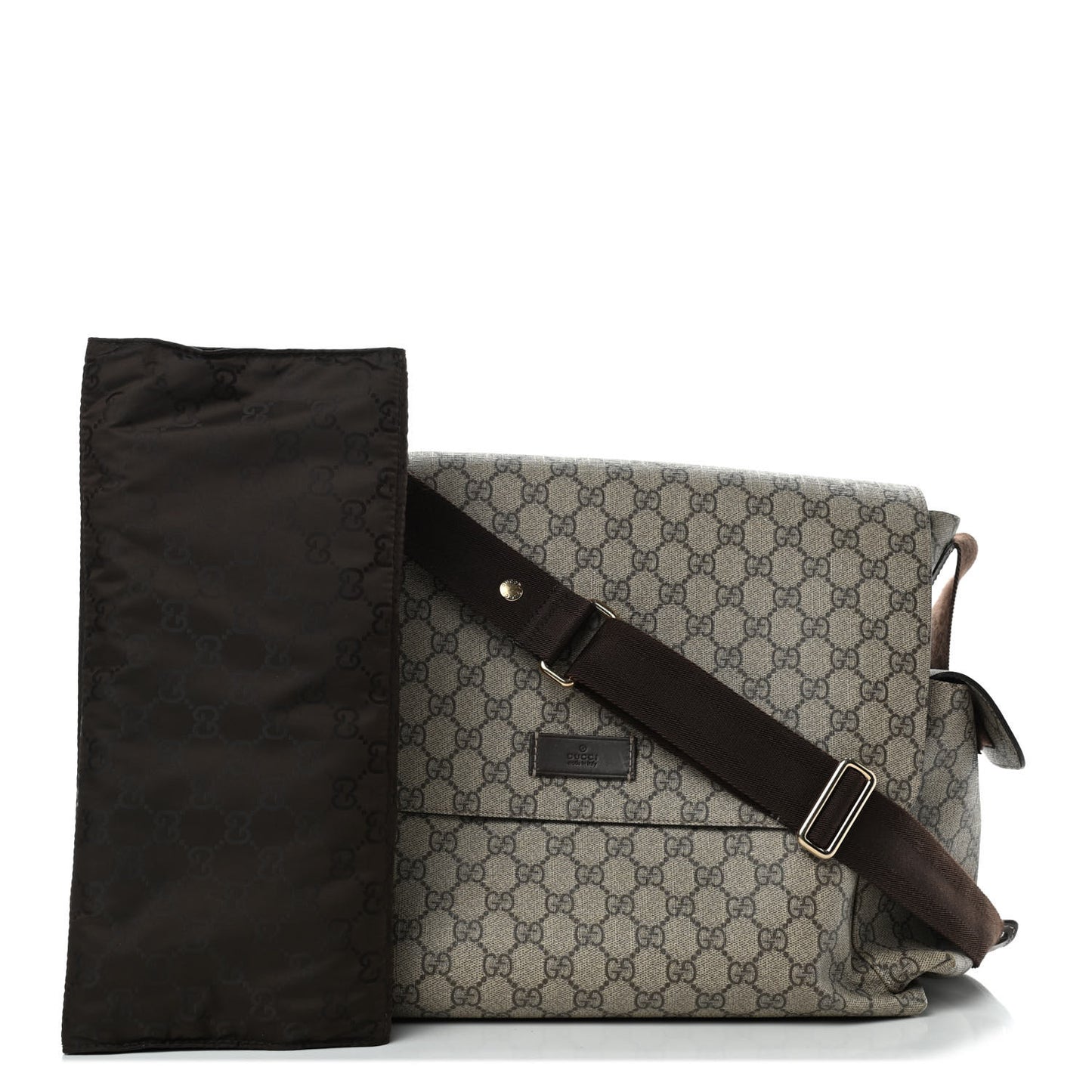GG Plus Monogram Messenger Diaper Bag Dark Brown