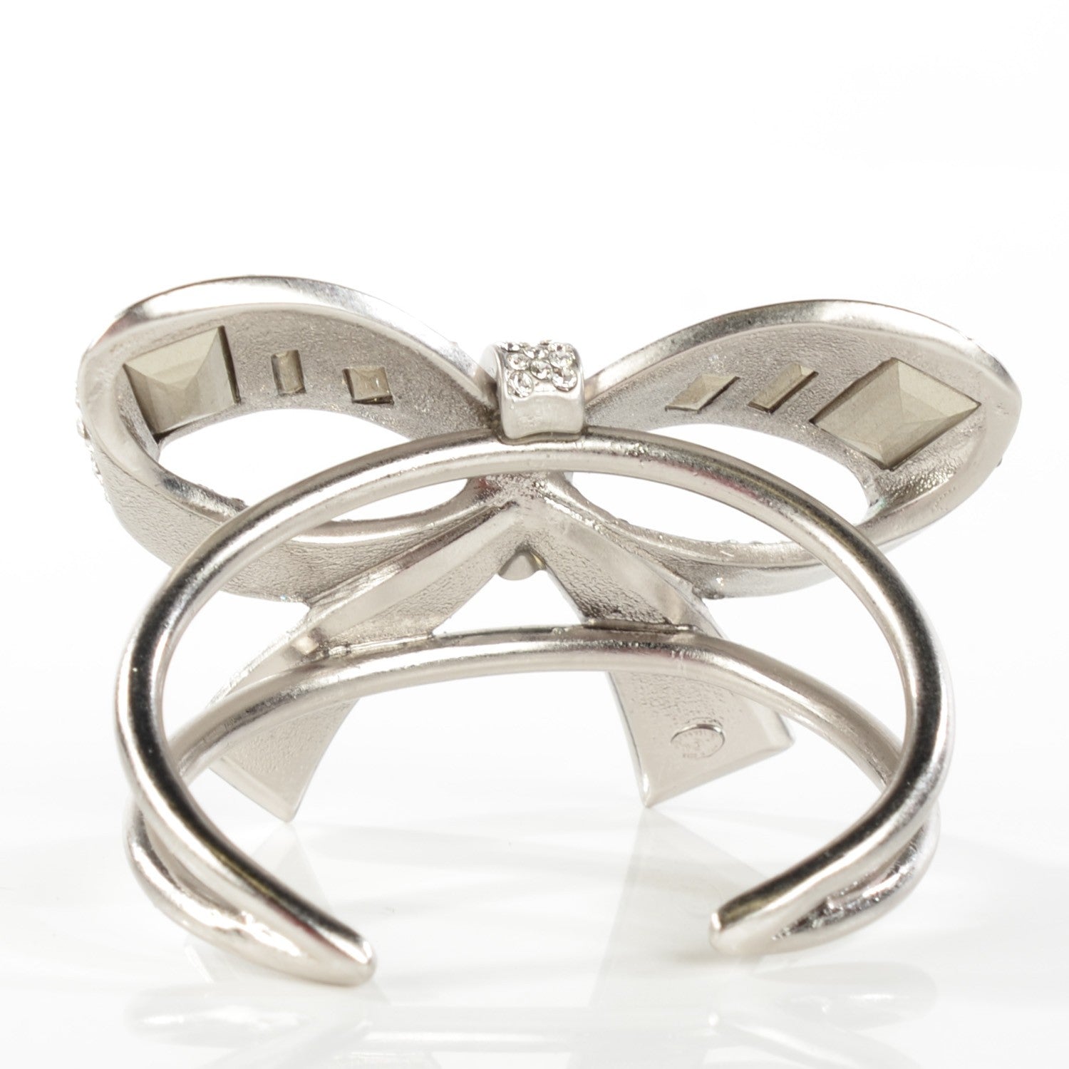 Chanel Crystal Baguette CC Bow Cuff Silver 3 of 5