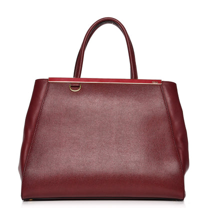 Fendi Vitello Elite Regular 2Jours Tote Rosso Scuro Ciliegia 1 of 16