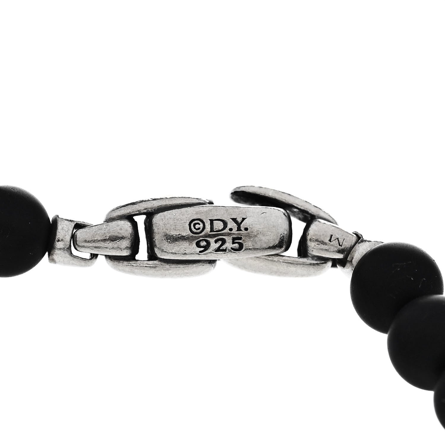 David Yurman Sterling Silver Black Diamond Black Onyx 6mm Spiritual Beads Bracelet 3 of 3